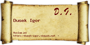 Dusek Igor névjegykártya